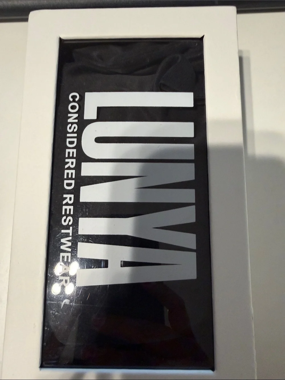 lunya Black Sleep Mask with Matching Pouch and Box